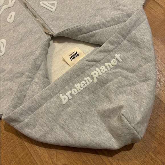 Brand New Broken Planet Zip Up Hoodie - Grey - Picture 5 of 9